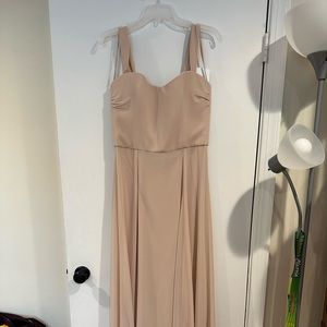 Beige long bridesmaid dress